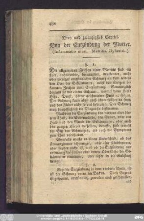 Drey und zwanzigstes Capitel. Von der Entzündung der Mutter.