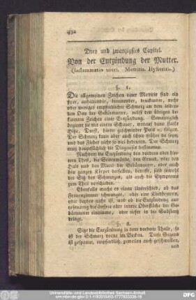 Drey und zwanzigstes Capitel. Von der Entzündung der Mutter.