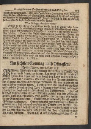 Am sechsten Sonntag nach Pfingsten / Epistel Rom. am 6. Cap. v. 3.