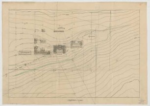 Thiersch, Friedrich von; Garmisch-Partenkirchen, Rosswankstr.; Zahnradbahn - Projekt auf die Zugspitze - Lageplan mit Profilen