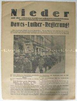 Illustriertes Flugblatt der KPD zum Amtsantritt der Regierung Luther 1925