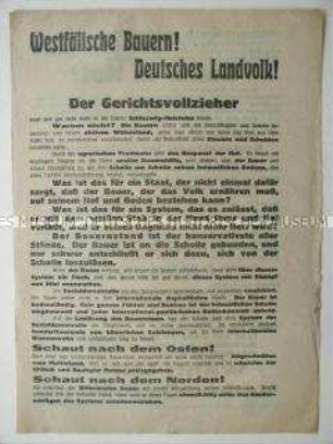 Anti-SPD Wahlkampfflugblatt der NSDAP, welches die schlechte Lage der Bauern thematisiert