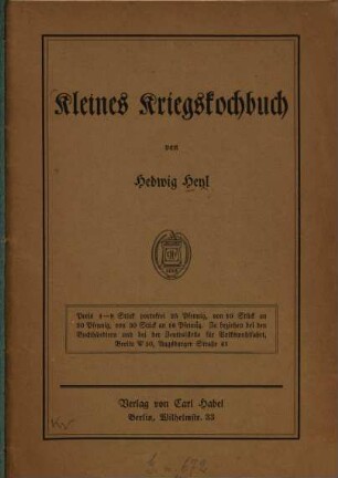 Kleines Kriegskochbuch