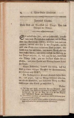 Zweytes Kapitel. Vom Geld als Maaßstab der Dinge: Von den Münzen der Römer