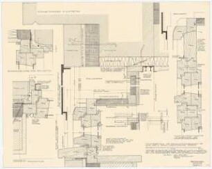 Arzthaus Prof. Bernhardt, Berlin-Charlottenburg: Details: Fensterdetails u. Rollkastenausbildung, jeweils 1:1, Fenstertür (Maueranschlüsse) 1:1