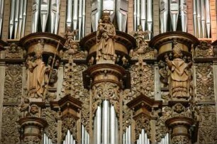 Frankreich. Midi Pyrenees. Aveyron. Rodez. Kathedrale Notre Dame. Orgel. Gehäuse aus dem 17 Jahrhundert. Detail