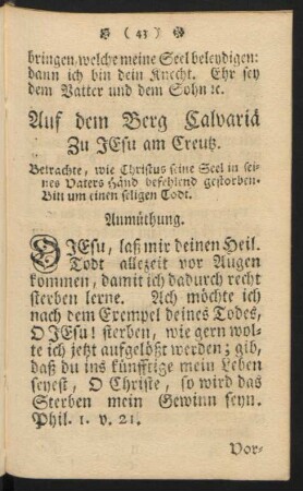Auf dem Berg Calvariä Zu JEsu am Creutz