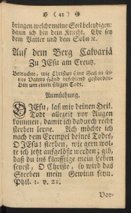 Auf dem Berg Calvariä Zu JEsu am Creutz