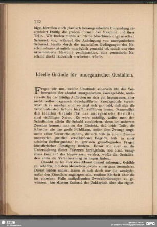 Ideelle Gründe für unorganisches Gestalten