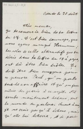 Brief an Enole Mendelssohn : 20.08.1884