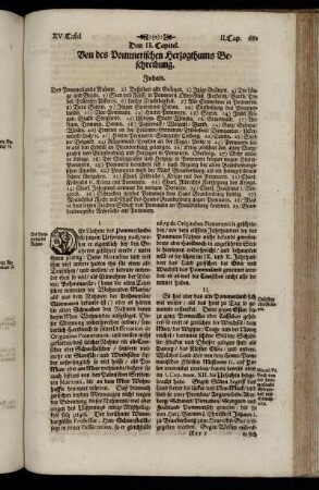 Das II. Capitel. Von des Pommerischen Herzogthums Beschreibung.