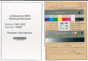 Entnazifizierung Karl Heinrich Rupieper , geb. 28.03.1905 (Kaufmaennischer Angestellter)