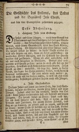 Die Geschichte des Leidens, des Todes und der Begräbniß Jesu Christi.