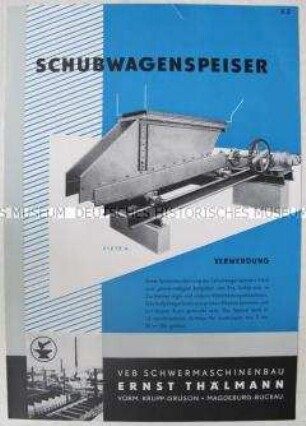 Werbe-Schrift des VEB Schwermaschinenbau "Ernst Thälmann" Magdeburg für Vorrichtungen zum Beladen von Maschinen mit Werkstoffen