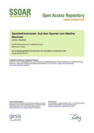 Sammelrezension: Auf den Spuren von Martha Muchow