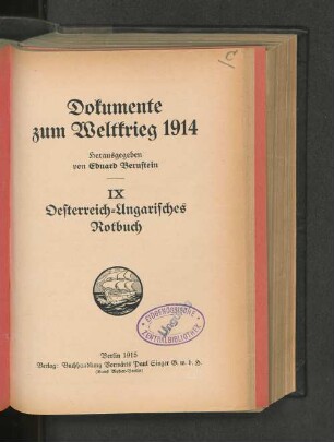 9: Oesterreich-Ungarisches Rotbuch