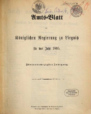 Amts-Blatt der Preußischen Regierung zu Liegnitz. 1895 = Jg. 85