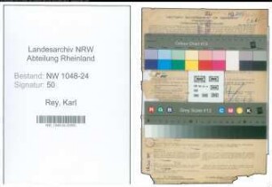 Entnazifizierung Karl Rey , geb. 13.08.1892 (Schlosser)