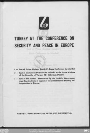 Turkey at the conference on security and peace in Europe