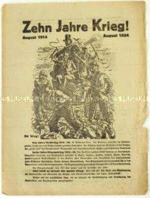 Flugblatt der KPD gegen den Völkerbund und den Dawes-Plan und Aufruf zur Unterstützung der kommunistischen Internationale