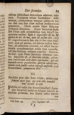 85-96, III. Sacerdos prae aliis bene vivat, animaeque salutem curet suae, qui prae aliis remedia bene vivendi accepit.; Colloquium.; Reflexio.