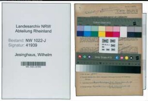Entnazifizierung Wilhelm Jesinghaus , geb. 18.11.1897 (Bahnbeamter)
