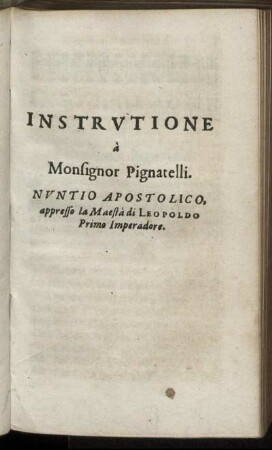Instrutione a Monsignor Pignatelli