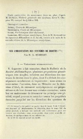 Sur l'orientation des systèmes de droites.