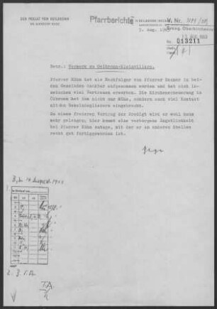 Ölbronn mit Kleinvillars: Visitationsbericht mit Pfarrbericht 1963