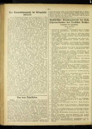 ¬Der¬ Borromäusverein im Kriegsjahr 1915-16