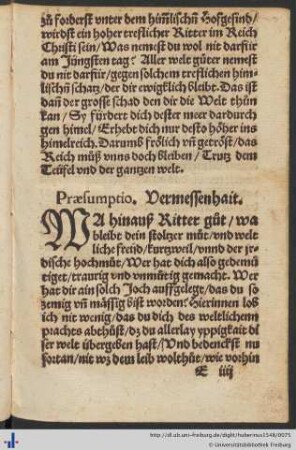 Praesumptio. Vermessenheit.