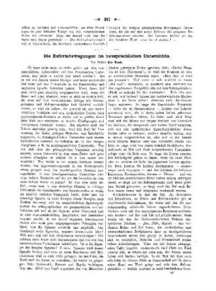 Die Reformbewegungen im neusprachlichen Unterrichte