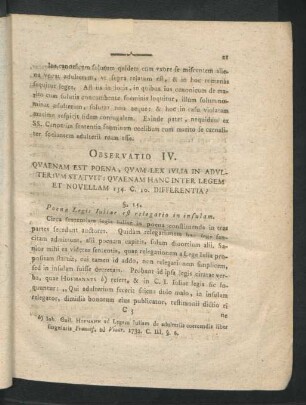 Observatio IV. Quaenam Est Poena, Quam Lex Iulia In Adulterium Statuit : Quaenam ...