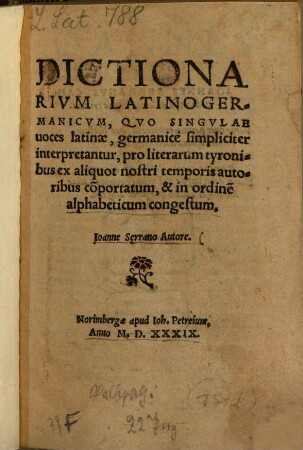 Dictionarium latino-germanicum