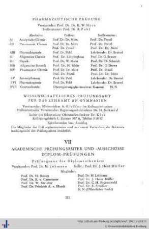 VII. Akademische Prüfungsämter und Ausschüsse