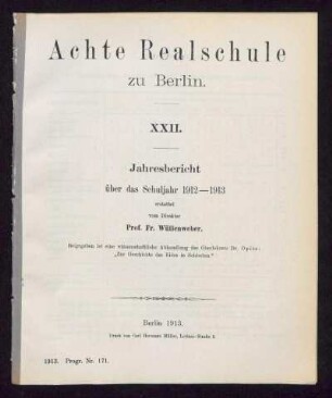 1912/13: Jahresbericht ... - 1912/13
