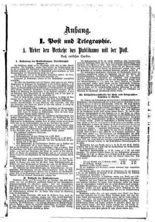 I. Post und Telegraphie