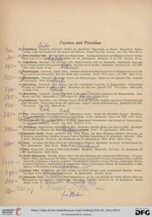 Fayence und Porzellan (Nr. 309-327)