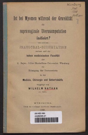 Ist bei Myomen während der Gravidität die supravaginale Uterusamputation indicirt?