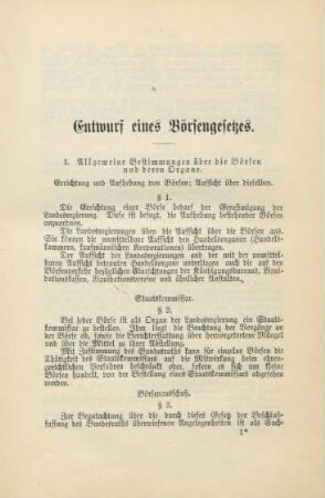 Entwurf eines Börsengesetzes