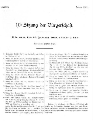 10te Sitzung der Bürgerschaft.