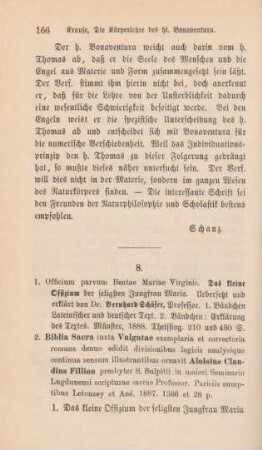 166-168 [Rezension] Schäfer, Bernhard, Das kleine Offizium der seligsten Jungfrau Maria