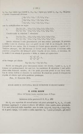 Sulle linee di curvatura delle superficie di second'ordine.