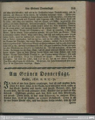 Am Grünen Donnerstage. Epistel, 1 Cor. 11. v. 23-32
