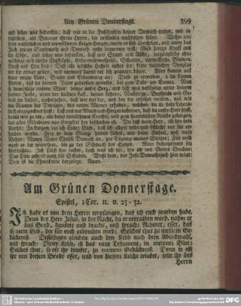 Am Grünen Donnerstage. Epistel, 1 Cor. 11. v. 23-32