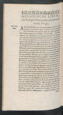 Archilochi Liber, de Temporibus, cum commentariis Annii.
