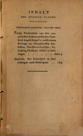 Gottfried August Bürger's Vermischte Schriften. 6