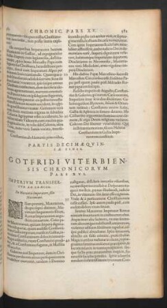 Gotfridi Viterbiensis Chronicorum Pars XVI.
