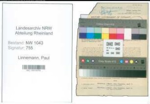 Entnazifizierung Paul Linnemann , geb. 25.02.1903 (Einzelhandelskaufmann)