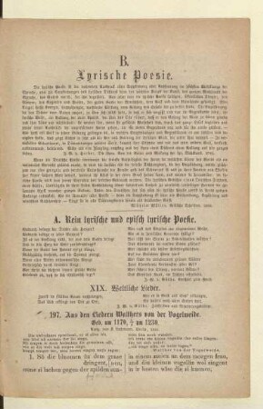 A. Rein lyrische und episch lyrische Poesie